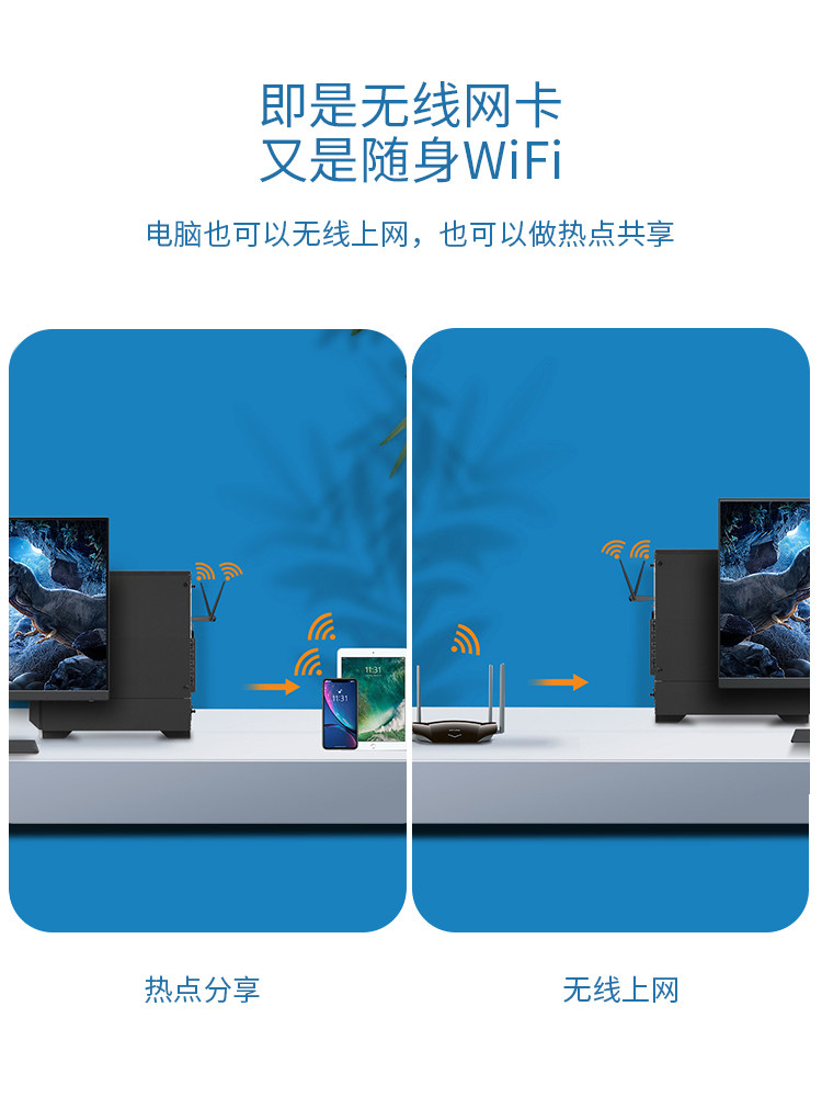 Daerwen Desktop Wireless Network Card Computer Wifi Receiver USB Unlimited Signal Gigabit Network Driver-Free Wifi6 Transmitter for Host and Laptop Home Internet 1300m External Networking