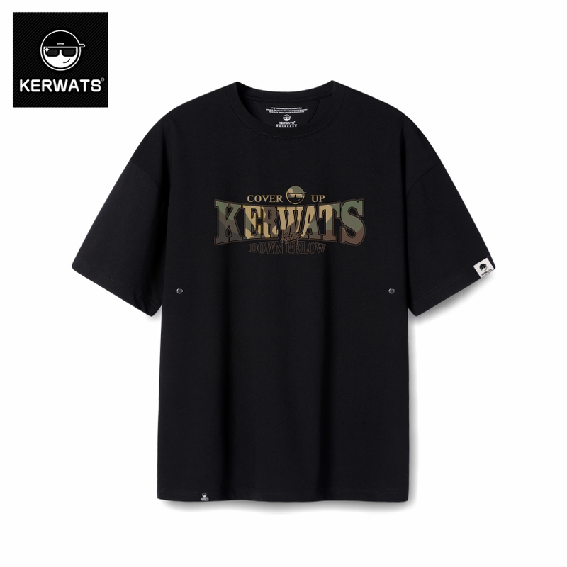 Kerwats New American Retro Camouflage English Trendy Brand Printed T-Shirt Plus Size 100kg Men's Short Sleeve
