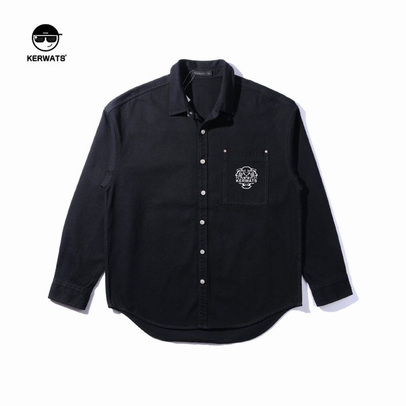 Kerwats Trendy Tiger Head Brooch Oversized Pure Cotton T-Shirt Student Stylish Shirt Men's Long-Sleeve Korean Style