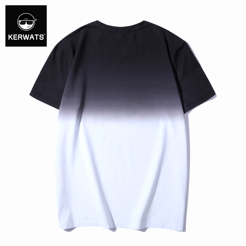 KERWATS xu hướng vòng cổ nhỏ cúc mùa hè lớn nửa tay áo t-shirt cộng chất béo để tăng gradient của tay áo ngắn của nam giới