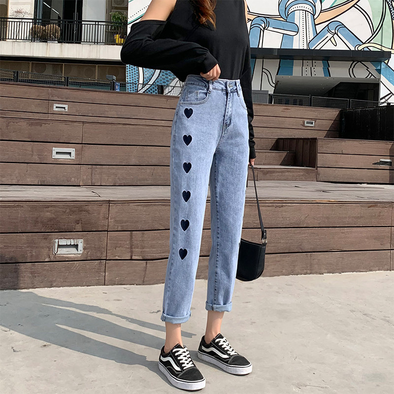 High Waist Loose Jeans Women's Summer Thin 2022 New Lean Love Embroidered 90% Harun Pants Tide