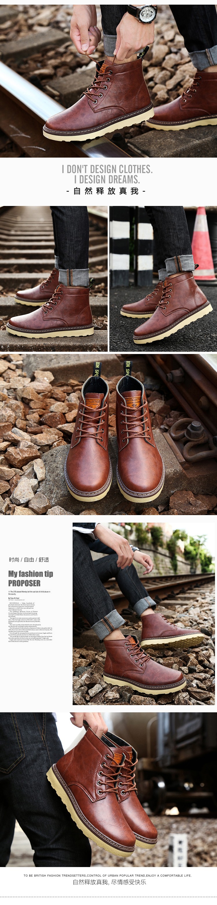 Mùa thu mới Anh Martin giày lớn không thấm nước booties retro giày cao nam giày bình thường dụng cụ ủng giầy công sở