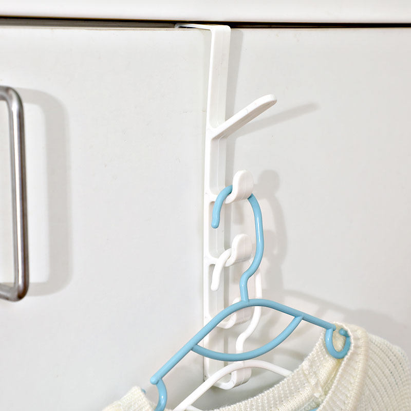 Japanese-style KM with the same paragraph punch-free door rear hook rack door back hanger hanging clothes storage layer rack coat hook