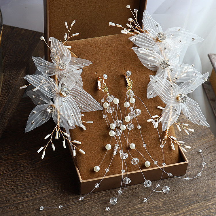 Bridal Head Accessories Senteal Hearse Hair Earrings Han Style Juan Yarn Flowers Sweet to clip minimalist Elegant Wedding Ornaments