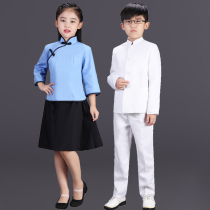 Childrens Republic of China style Student clothing Girls  Tunic Mens Red Song Competition Recitation chorus Performance costume Ancient costume Han Costume