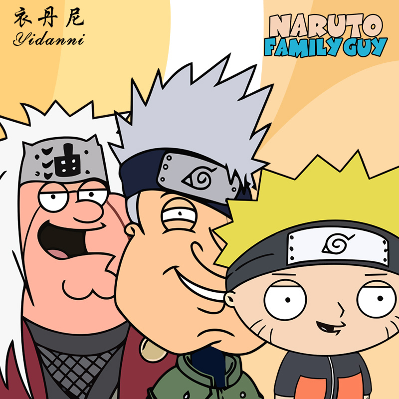 Naruto Spoof Family Dumpling Pete Q Brother Collaboration Anime Summer Short Sleeve T-Shirt Men's Casual Loose Fit Top
