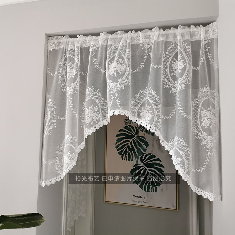 French lace curtain partition window short curtain coffee curtain kitchen arch curtain triangle curtain arc curtain American pastoral