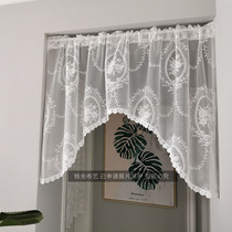 French lace curtain curtain partition curtain short curtain coffee curtain kitchen arch triangle curtain triangle curtain curved American pastoral garden