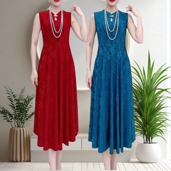 ປັບປຸງການແຕ່ງກາຍ cheongsam, ເສື້ອຄຸມລະດູຮ້ອນໃຫມ່, ມີສະໄຕລ໌ບວກຂະຫນາດປົກທ້ອງແມ່, ກະໂປງຍາວບໍ່ມີແຂນ.