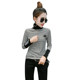 Autumn and winter new striped long-sleeved T-shirts for women, slim fit and versatile high-neck plus velvet bottoming shirts for women, trendy tight-fitting tops