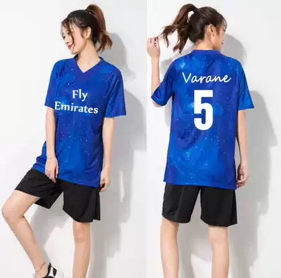 Girls football suit suit loose Korean version of the student sweat-absorbing breathable hip-hop tide training suit competition suit DIY