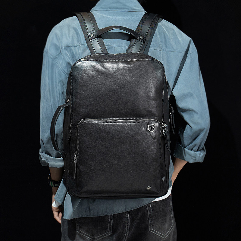 Maiwei street trend top layer vegetable tanned cowhide backpack casual men's travel leather backpack large capacity computer bag