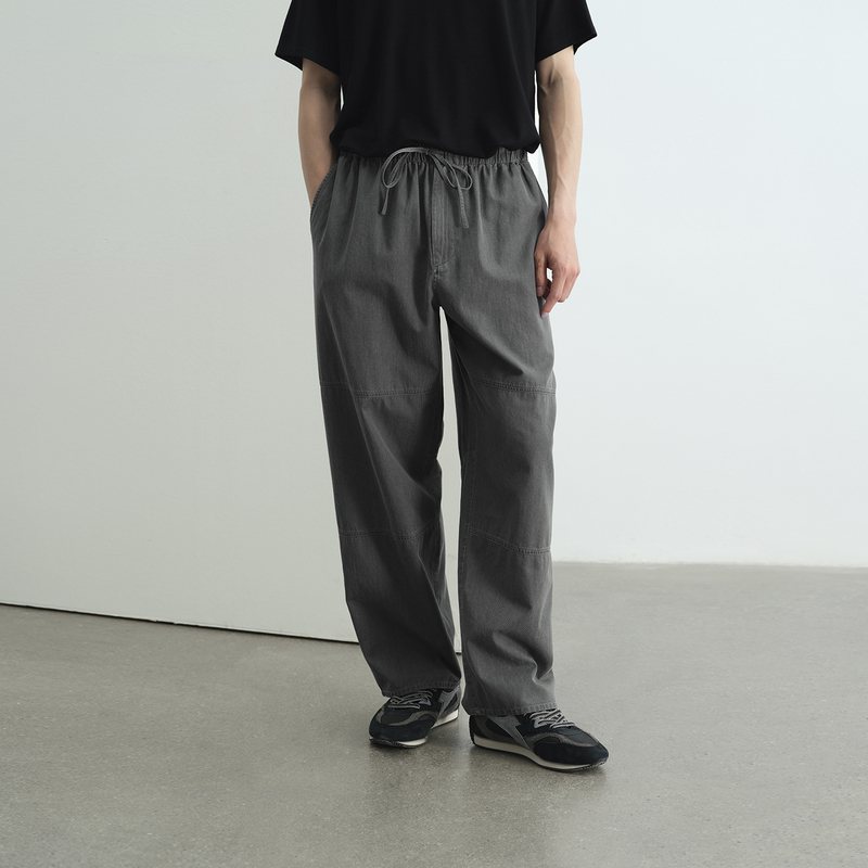 Npopo Japan Imported Kuroki Denim Distressed Gray Jeans Summer Thin Lightweight Elastic Waist Casual Pants