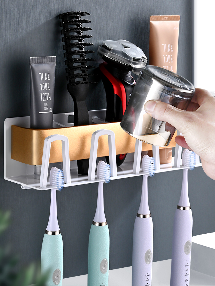 Electric toothbrush shelving make-up room wall-mounted mouthwash tooth cup free of punch brushing cup shelving space aluminum cup suit
