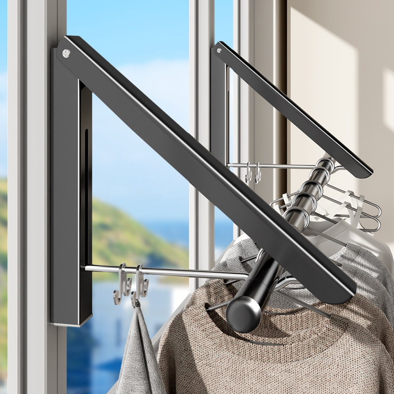 Free Punching Invisible Clotheshorse Clotheshorse Telescopic Window Balcony Shrink Floating Window Bathroom Theorizer Indoor Wall-mounted-Taobao