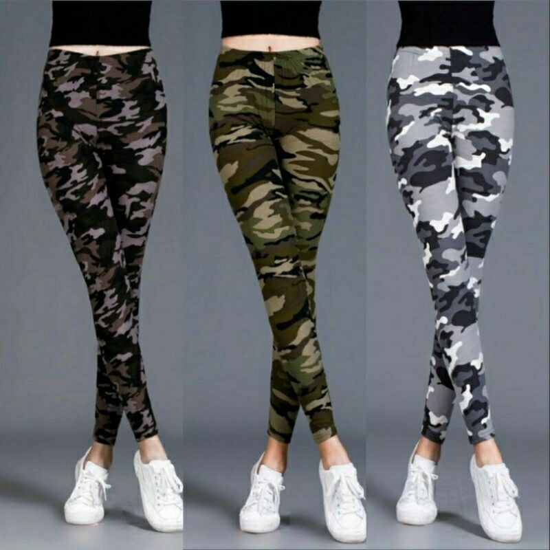  Women's Spring and Autumn Thin Camouflage Leggings, High-Waisted Elastic Skinny Nine-Point Pants, Versatile Long Pants for Women