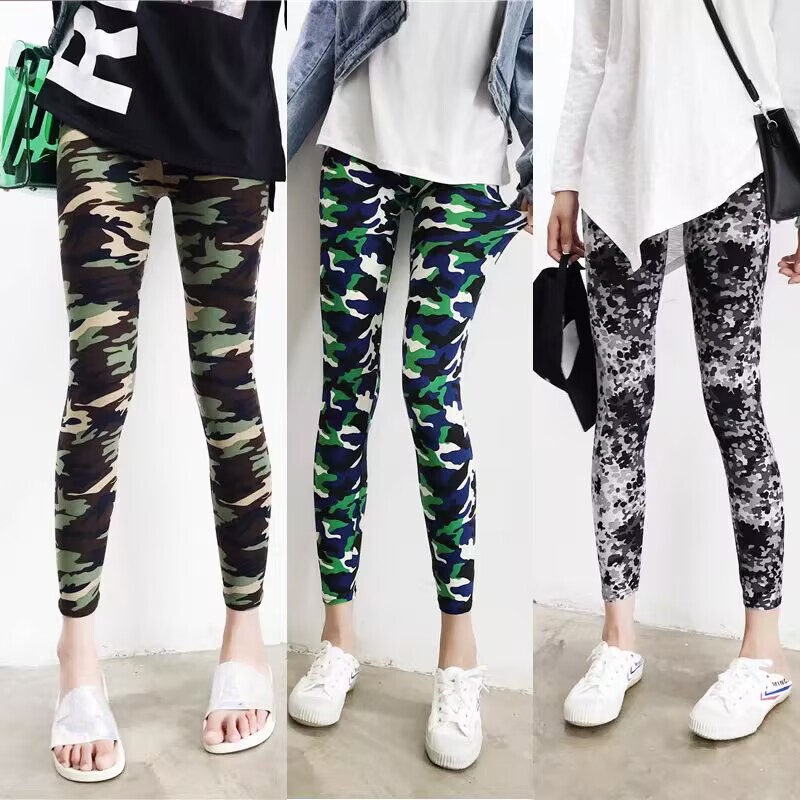  Women's Spring and Autumn Thin Milk Silk Versatile Printed Leggings Elastic Slimming High Waist Plus Size Skinny Pants