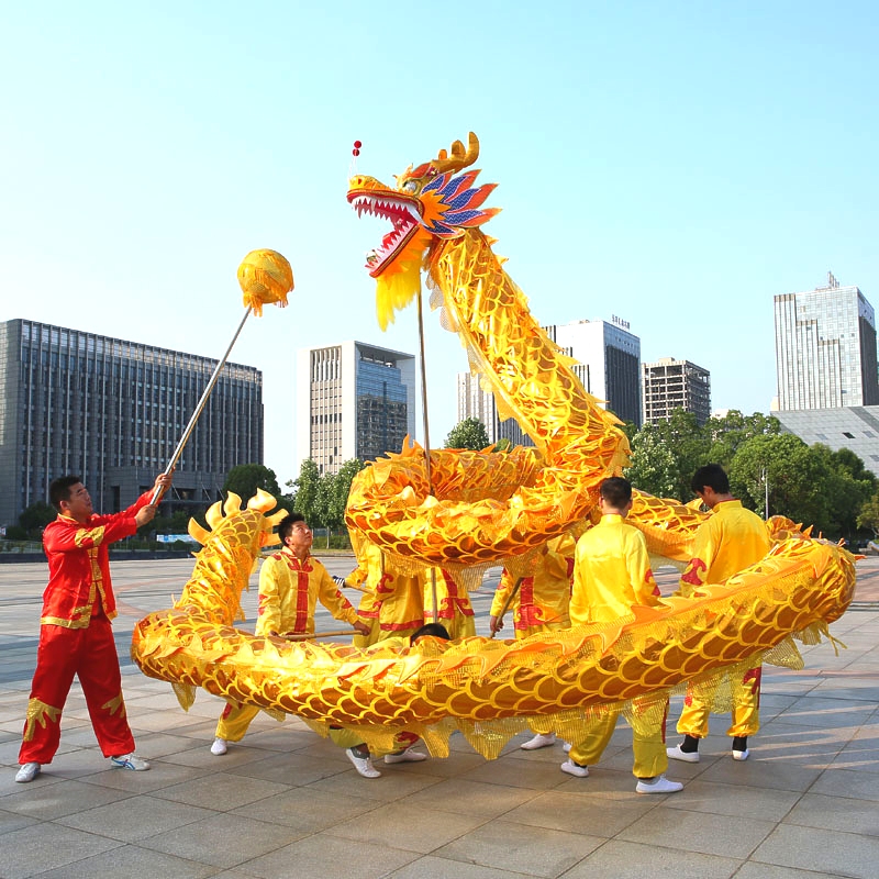龍舞小道具 龍ランタンバー 獅子舞 光る龍と獅子 金箔ディスプレイパフォーマンス 九節龍頭照明布龍コンプリートセット