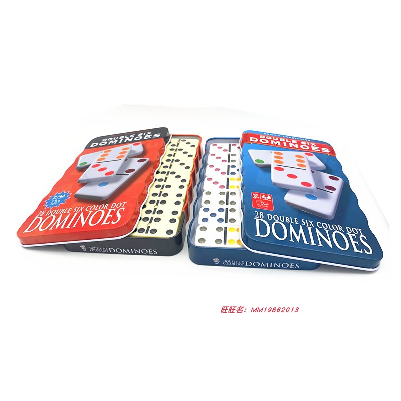 2021 new iron case melamine domino double six arched iron case 5010 Double 6 dominoes 28 DOMINO