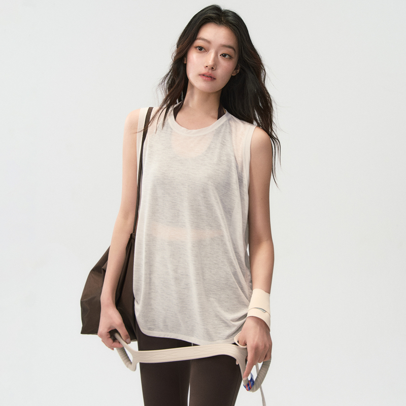 Weightlifting Fairy Sports Short-Sleeved Sleeveless Loose Yoga Wear Cover-Up Thin Running Quick-Drying Women's Training Fitness Vest