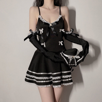 Lolita maid suit black silk cos sexy uniform pajamas pure desire to avoid strap nightdress net red explosion