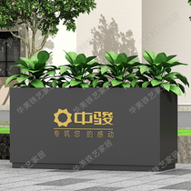 Outdoor Wrought iron flower box Restaurant square fence partition cabinet Custom rectangular flower pot flower bed planting flower trough combination
