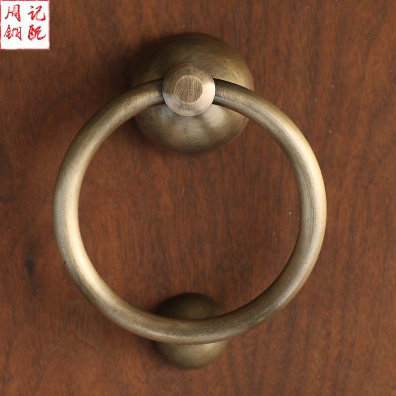 Chinese imitation antique gate pure copper ring handle old door ring retro solid wood door cymbal bronze ring tiger beast head handle