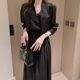 High-end temperament slim waist dress women's autumn and winter 2022 new Korean version of the small mid-length skirt