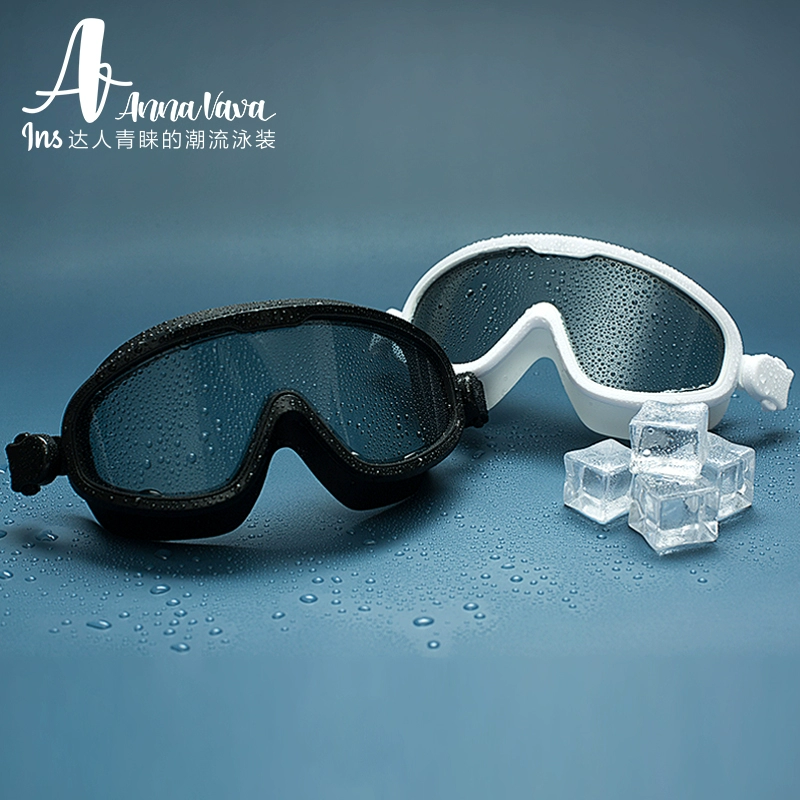 Annavava không thấm nước và chống sương mù kính bơi thời trang khung lớn, kính bảo hộ, kính bơi ánh sáng phẳng độ nét cao, unisex - Goggles