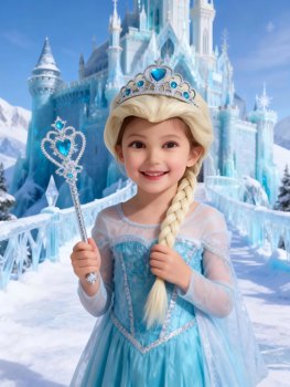 Frozen Elsa Princess Wig Braids Crown Anime Elsa Princess Little Girl Children's Wig Set Elsa