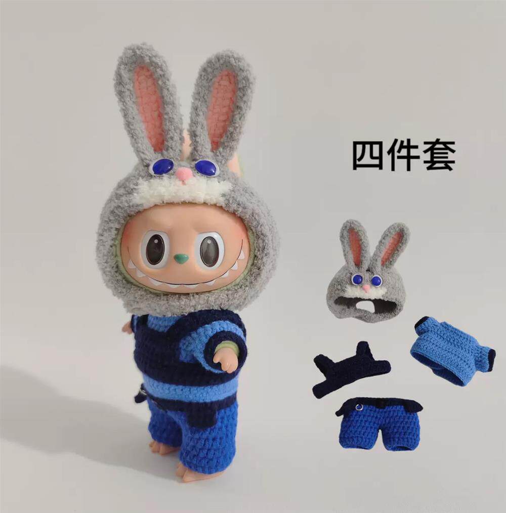 潮玩娃衣 纯手工拉布布搪胶衣服labubu泡泡玛特17cm挂件恐龙比基尼套装娃衣