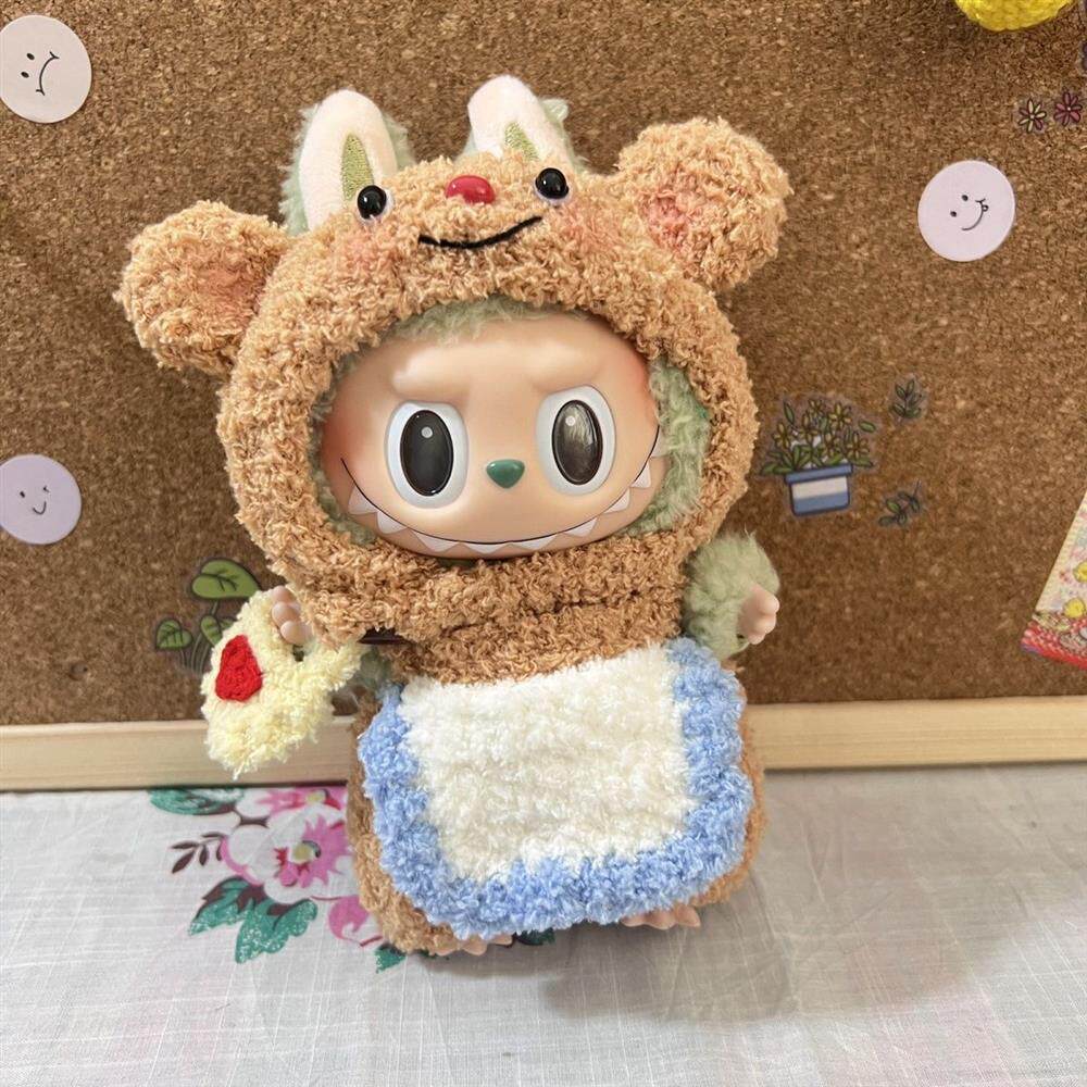 潮玩娃衣 纯手工拉布布搪胶衣服labubu泡泡玛特17cm挂件恐龙比基尼套装娃衣