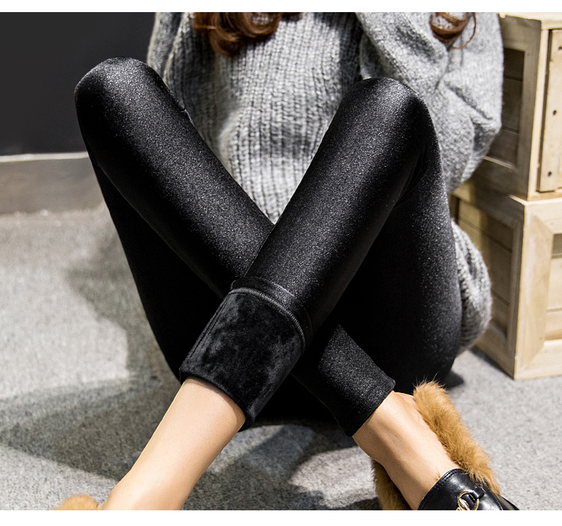 Quần legging nữ mặc 2018 mới dày cộng với quần nhung nữ mùa thu đông mỏng bước chân quần sáng bóng quần ấm legging màu da chân