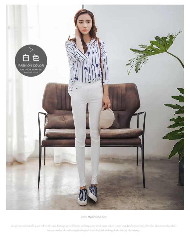 Phụ nữ Tang mặc quần legging nữ chân đinh tán quần bó sát quần dài giản dị là quần lọt khe eo cao