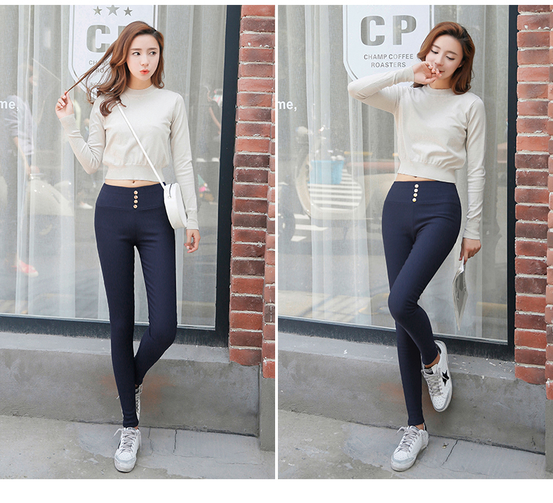 Cộng với quần legging nhung dày, quần bó sát eo cao mùa thu và mùa đông mẫu quần ấm quần size lớn mùa đông quần ngắn nữ đẹp