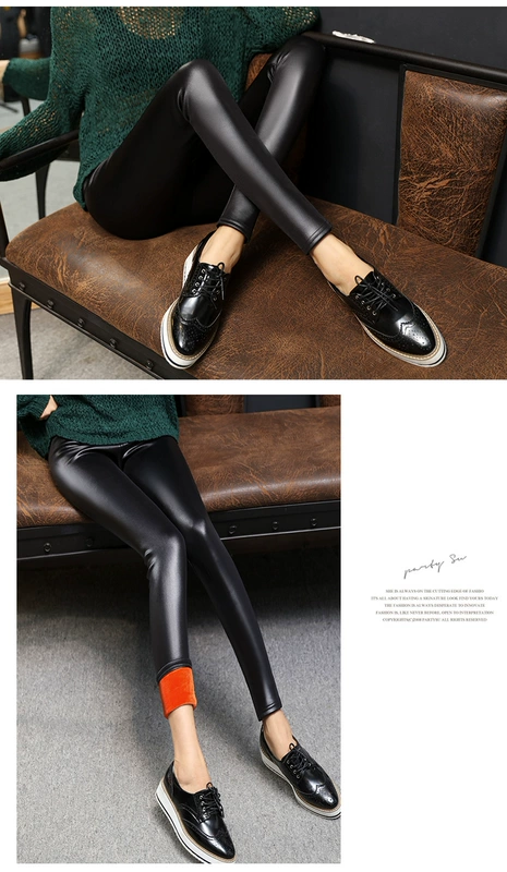 Cộng thêm quần legging nhung dày 2018 mới chân đen bút chì quần mùa thu đông và quần bó sát da ấm áp quần tây baggy