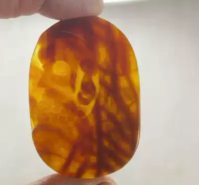 Yunnan Longling natural jade Yellow Dragon jade pendant pendant original stone go kiln pattern Dharma natural line