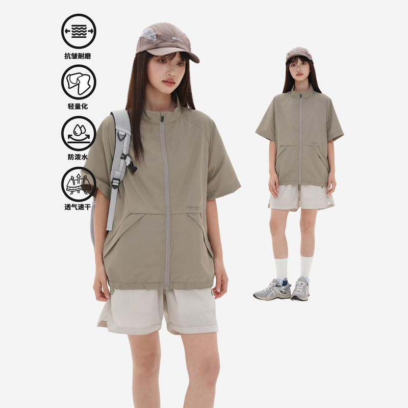 Enhm Dupont Cordura ® Cordura Short-Sleeved Zipper Jacket 2025 Spring and Summer New Stand-Up Collar T-Shirt