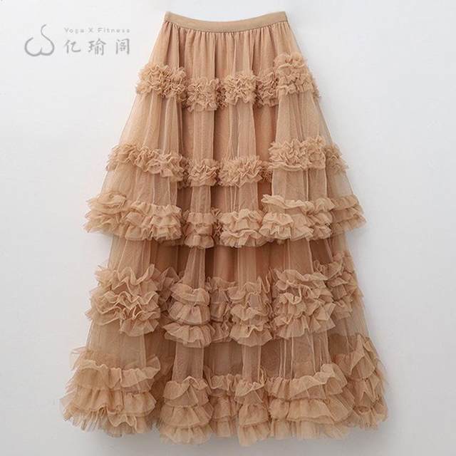 New heavy industry long skirt multi-layered cake skirt