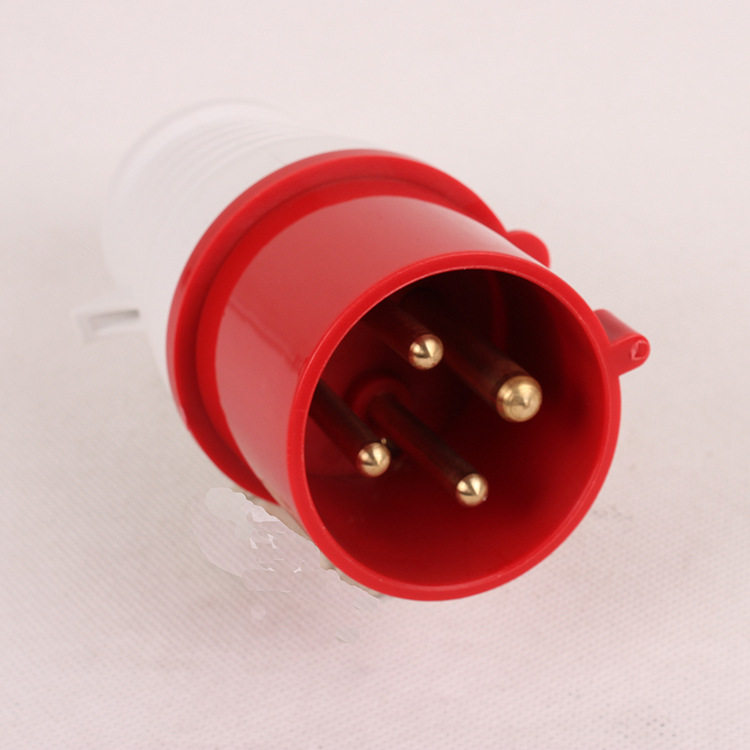 Three plug cutting industrial waterproof plug IP44 aviation industry cable plug 4 core 32A380V butt plug