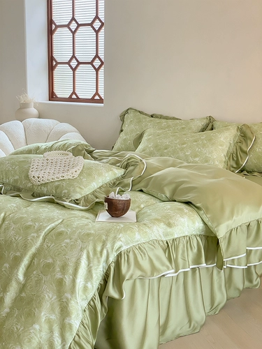 Комплект, шелковый двусторонний пододеяльник, летняя простыня, кровать, покрывало, французский стиль, 60 шт, 4 предмета