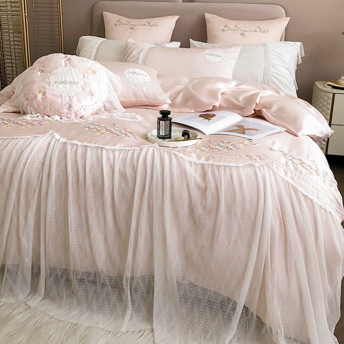 Летний комплект для принцессы, кружевной шелковый пододеяльник, элитное покрывало, 80 шт, 4 предмета
