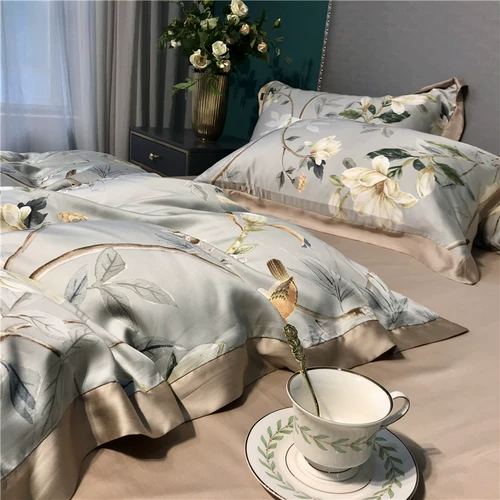 Двусторонний комплект, шелковистая шелковая простыня, пододеяльник, покрывало, 60 шт, 4 предмета, в американском стиле