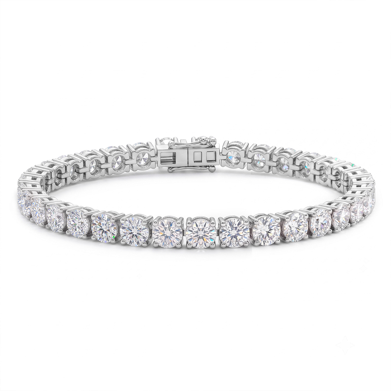 18K10K Laboratory-Grown Synthetic Diamond Full Diamond Tennis Chain Luxury Real Diamond Four-Prong Pavé Bracelet