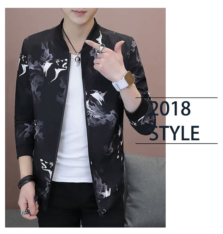Áo khoác nam Playboy mùa xuân và mùa thu phiên bản Hàn Quốc của xu hướng Slim đẹp trai in đồng phục mỏng bóng chày đồng phục áo khoác bomber nam cao cấp