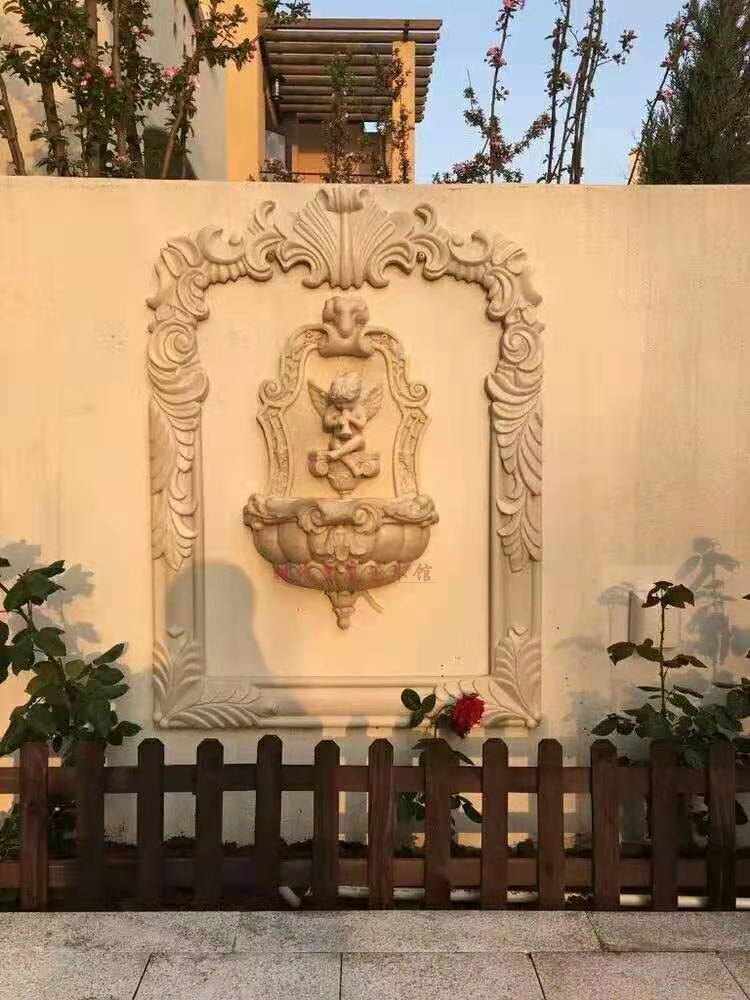 Sandstone Landscape Garden Fountain Little Angel Spray Basin Sandstone Waterscape Hotel Wall Fountain Sculpture Courtyard Waterscape