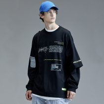 Guuka era youth league tide brand long-sleeved t-shirt male Song Yaxuan with the same stitching fake two-piece hip-hop top loose
