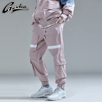 Guuka Tide brand pink couple overalls women loose bf hip hop street sports multi pocket pants loose