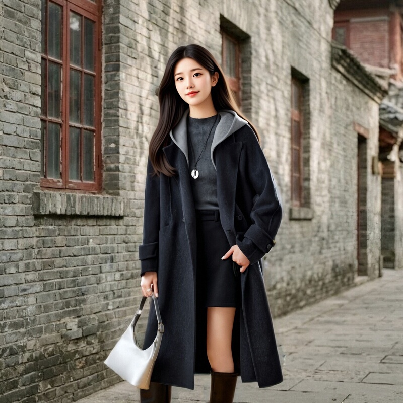 Smoke Gray Double-Sided Cashmere Outwear for Women, Mid-Length, 2026 Autumn and Winter New Korean Style Loose High-End Woolen Outwear Smoke Gray Double-Sided Cashmere Outwear for Women, Mid-Length, 2026 Autumn and Winter New Korean Style Loose High-End Woolen Outwear