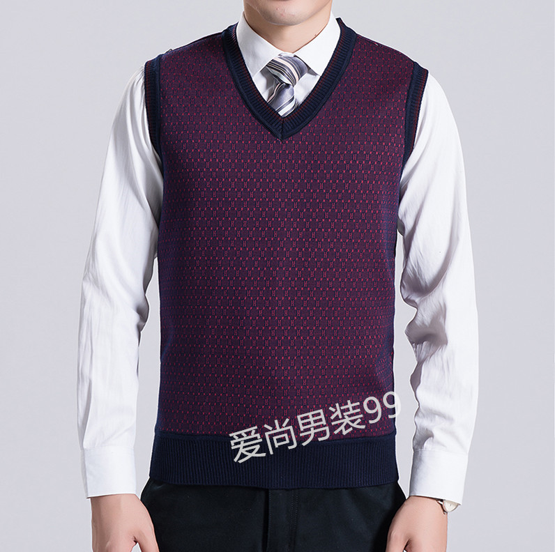 Áo len mới nam áo len trung niên kinh doanh áo len giản dị nam cộng với áo lót nhung áo cardigan nam
